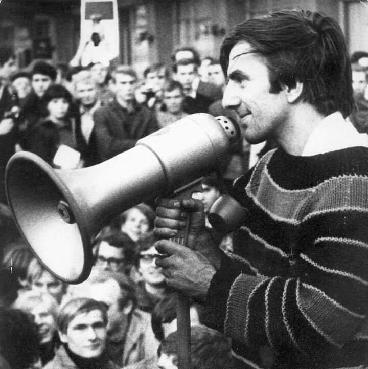 Rudi Dutschke auf einer Demonstration im April 1968