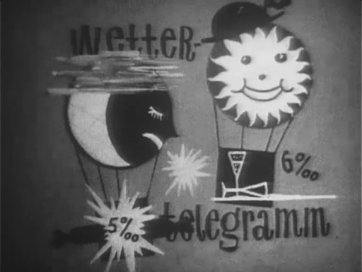 Besondere Wettergrafik in der Silvesterausgabe der »Aktuellen Kamera« von 1964 | Bildquelle: DRA/Screenshot »Aktuelle Kamera« (31.12.1964) Besondere Wettergrafik in der Silvesterausgabe der »Aktuellen Kamera« von 1964
