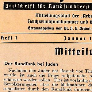 Auszug aus Rundfunkarchiv. Zeitschrift für Rundfunkrecht und Rundfunkwirtschaft, 1 (1939), 12. Band »Der Rundfunk bei Juden«