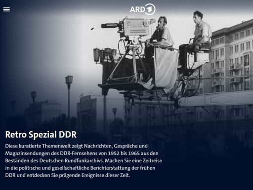 Startseite »Retro Spezial DDR« in der ARD Mediathek | Bildquelle: Screenshot ARD Mediathek