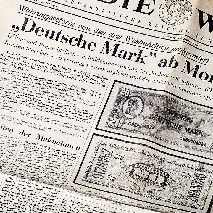 Titelseite der Zeitung »Die Welt« vom 19. Juni 1948 zur Währungsreform