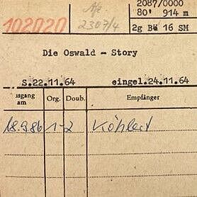 Bestandsvermerk »Die Oswald-Story«